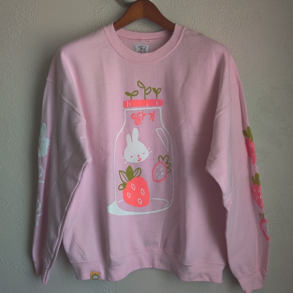 Ohmonah Strawberry Milk Bunny Sweatshirt Sweater - Picture 2 of 8